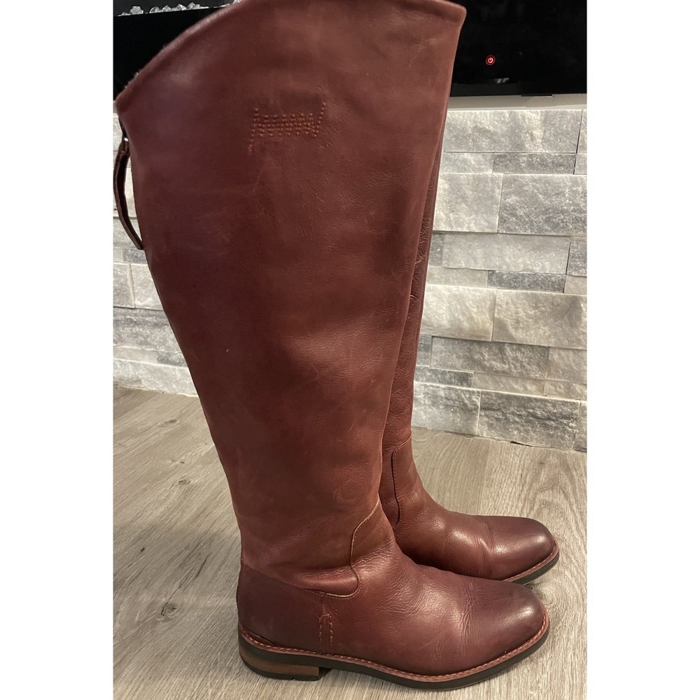 Franco Sarto Leather Boots Women's Size 7.5 M black Knee High Full Zip Riding - Picture 2 of 11